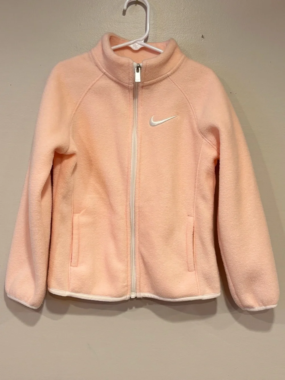Nike Girls Fleece Full Zip Jacket Light Pink Kid's Medium 5-6